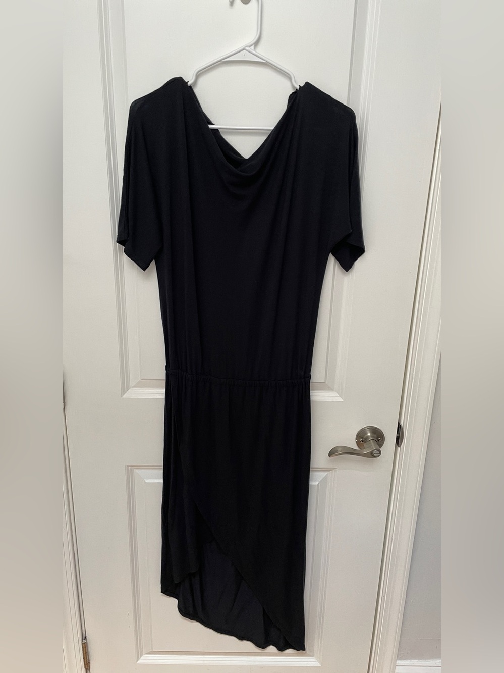 Krisa revolve size S Black Draped Short-Sleeve Women’s Dress